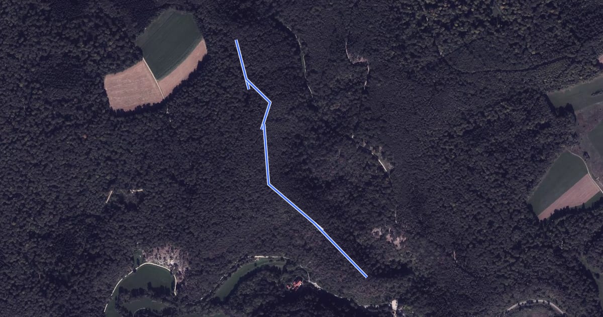 Маршрут Wolfstal Höhenweg/Nebenweg des Schwäbischen Albvereins (blaue Gabel) на спутниковом снимке