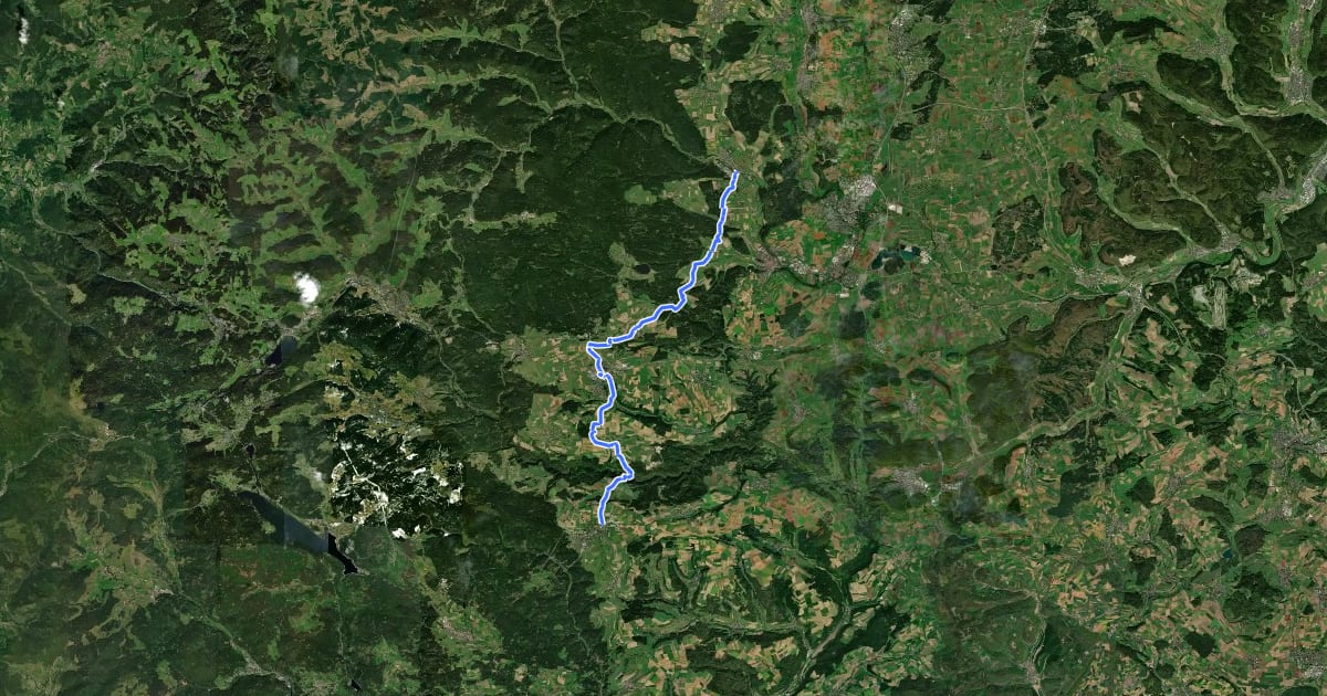 Маршрут Wolterdingen - Bonndorf на спутниковом снимке