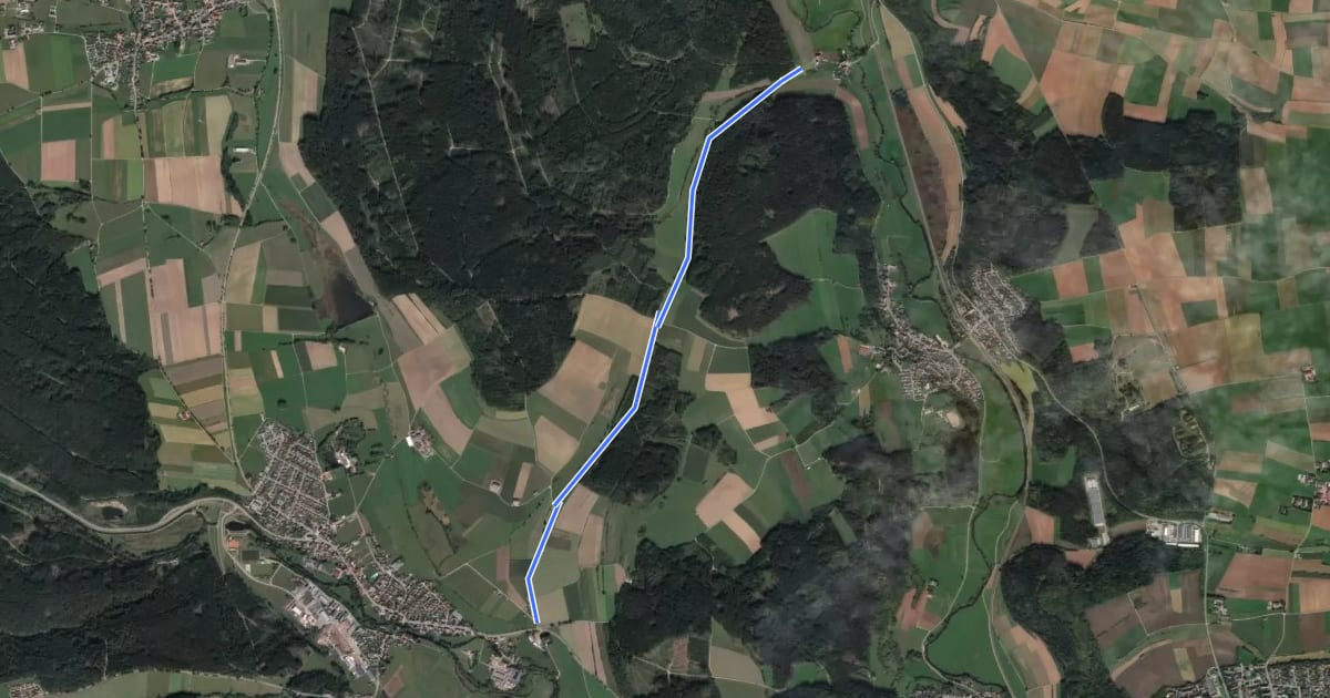 Маршрут Wolterdingen Weiherbachbrücke - Haselbuck на спутниковом снимке