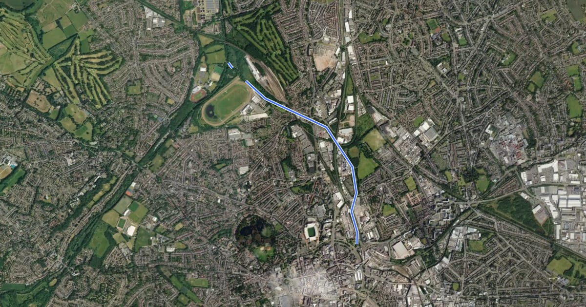 Маршрут Wolverhampton Locks Walk на спутниковом снимке