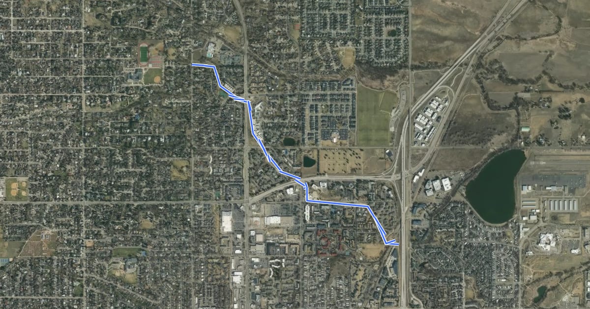 Маршрут Wonderland Creek Greenway на спутниковом снимке