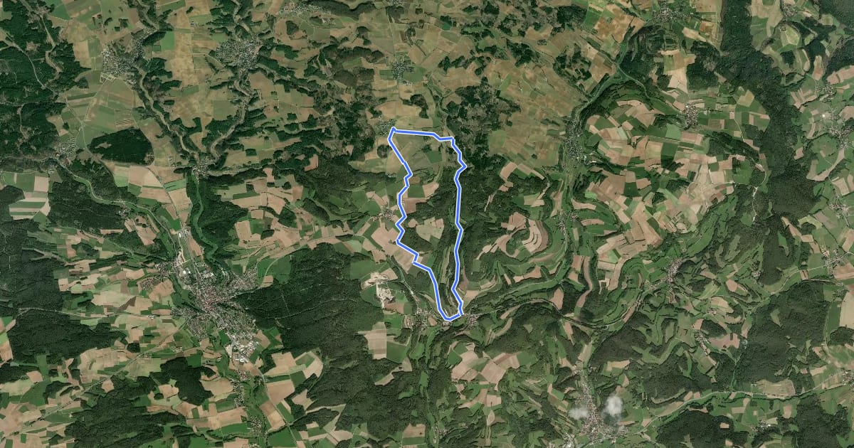 Маршрут Wonsees Erbachtal-Wanderweg на спутниковом снимке