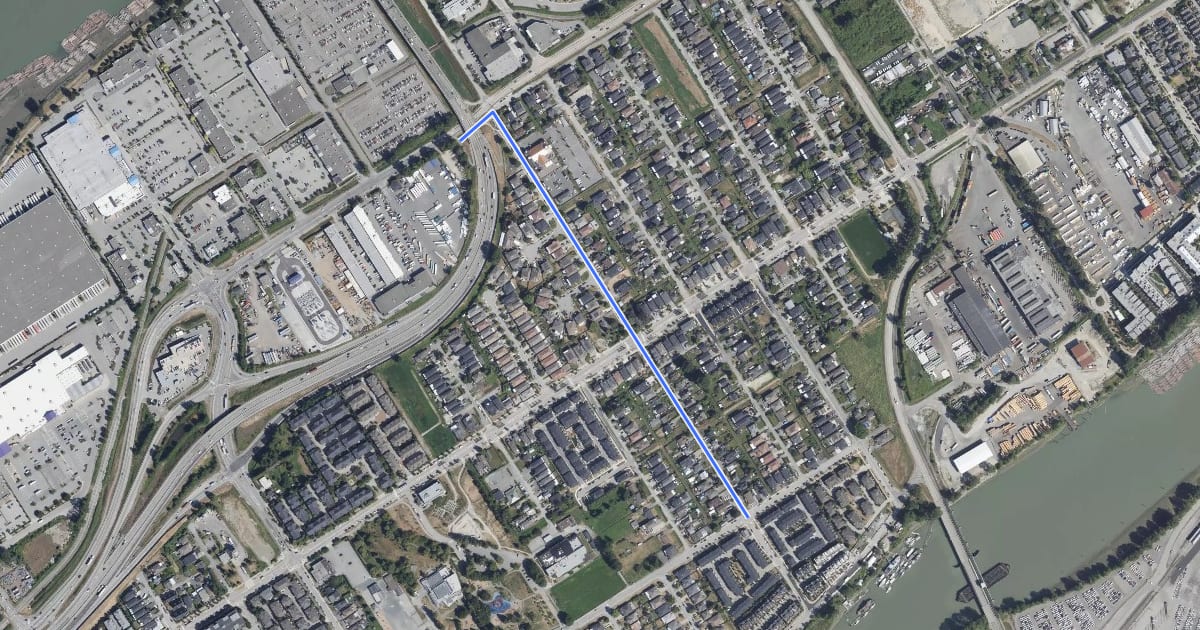 Маршрут Wood Street Route на спутниковом снимке