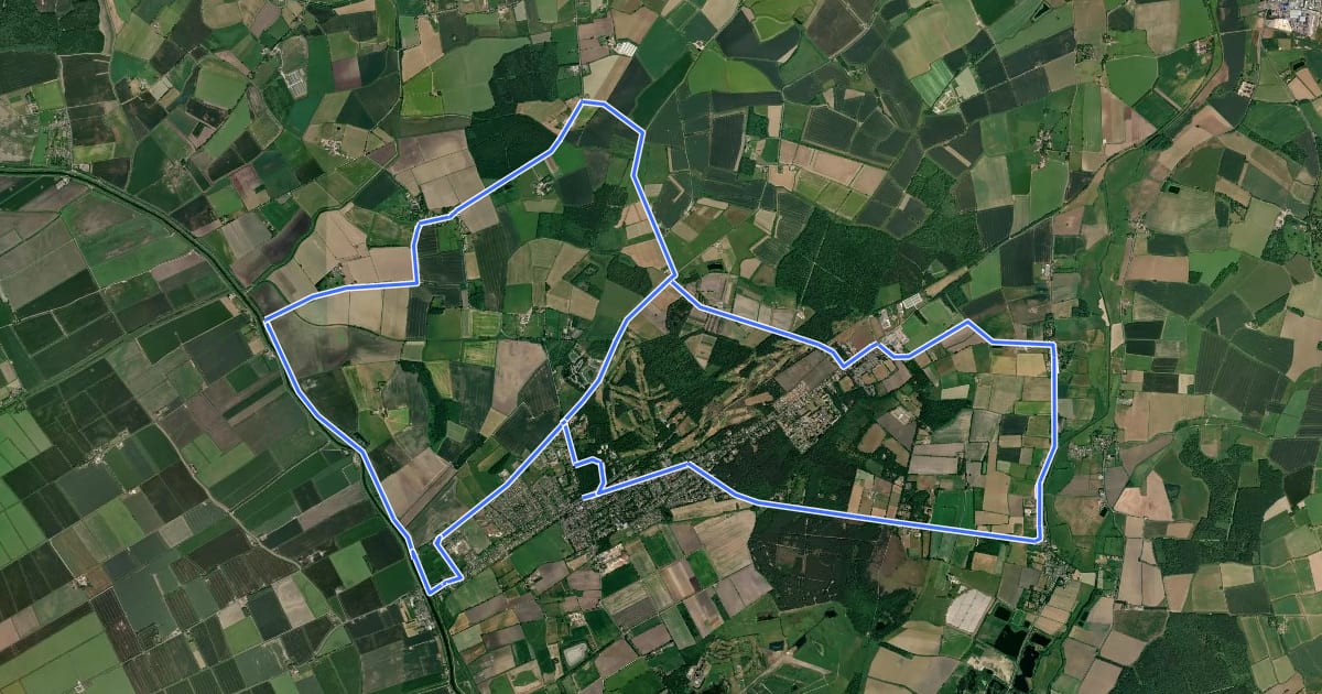Маршрут Woodhall Spa Cycle Route на спутниковом снимке