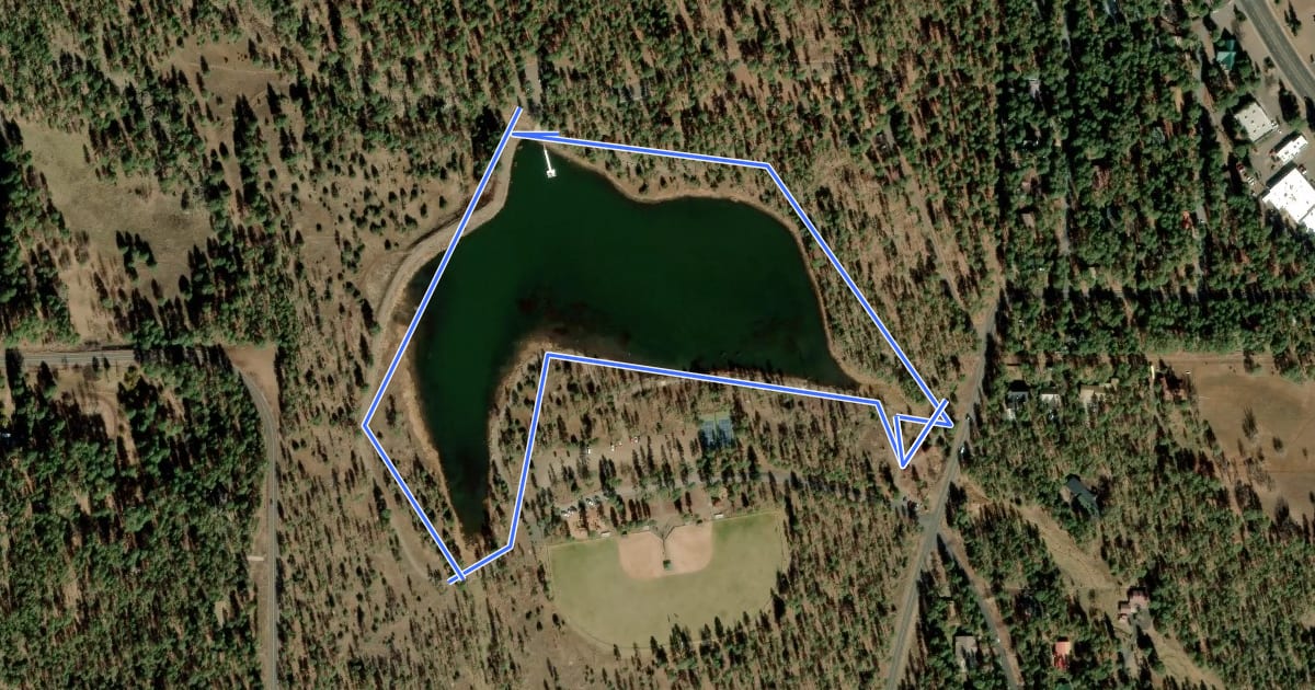 Маршрут Woodland Lake Trail на спутниковом снимке