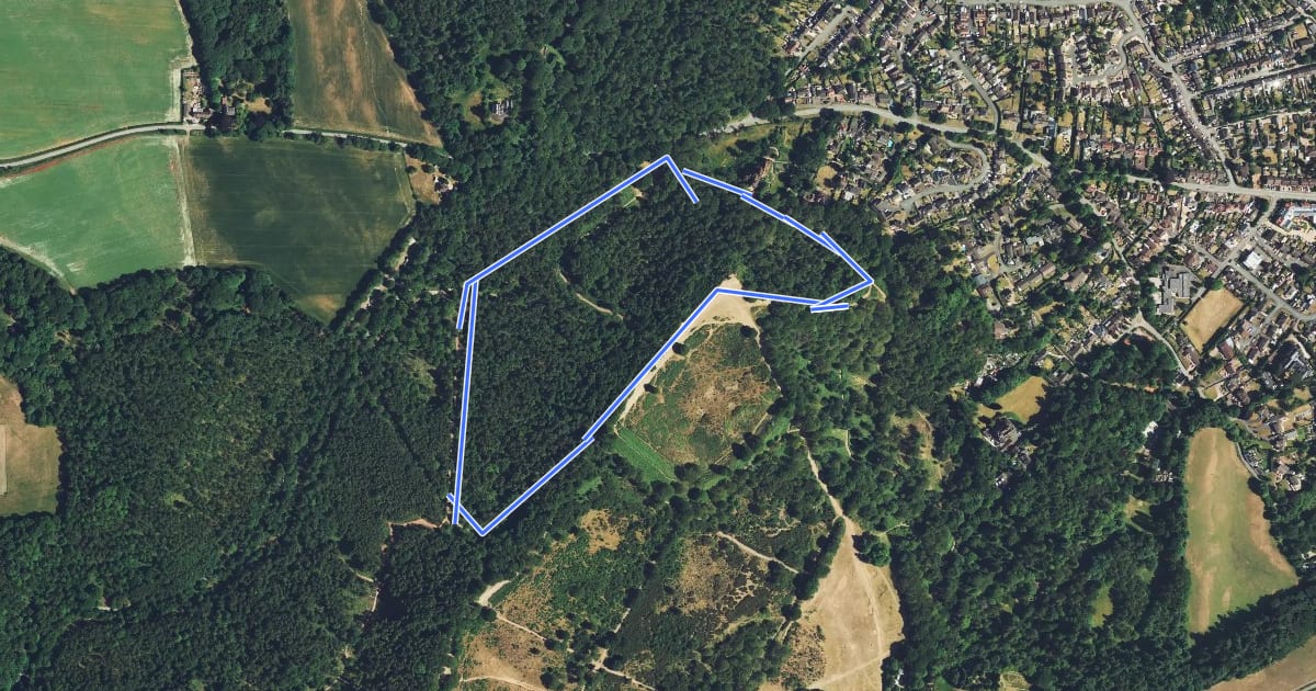 Маршрут Woodland Trail, Kinver Edge на спутниковом снимке