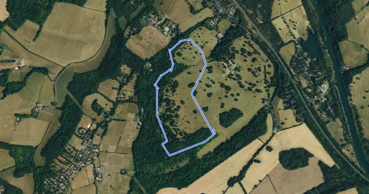 Маршрут Woodland Walk, Basildon Park на спутниковом снимке
