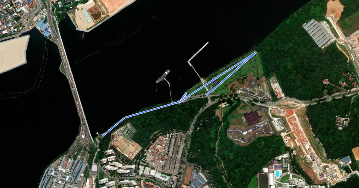 Маршрут Woodlands Waterfront Park на спутниковом снимке