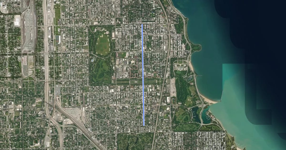 Маршрут Woodlawn Avenue на спутниковом снимке