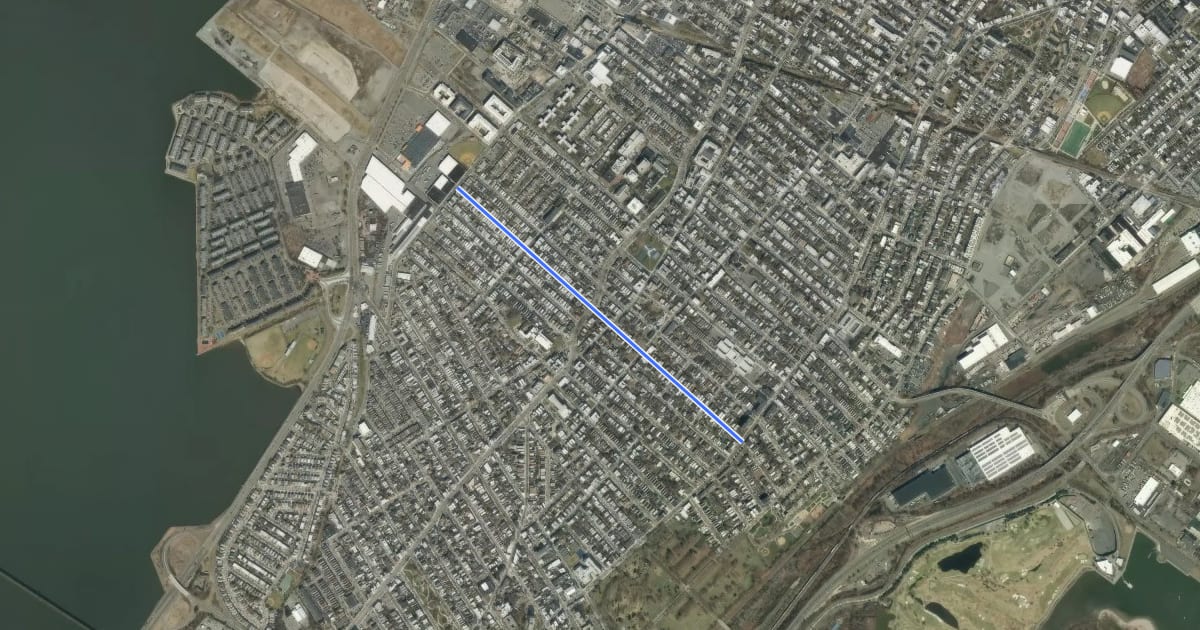 Маршрут Woodlawn Avenue на спутниковом снимке