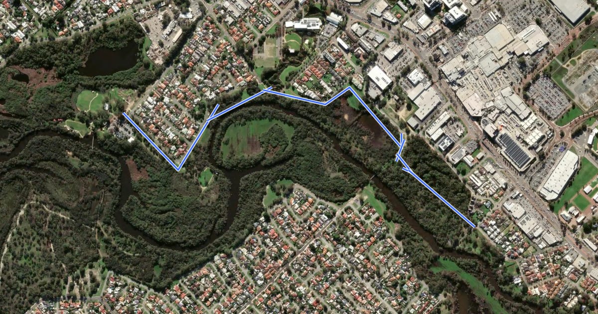 Маршрут Woodloes Walk Trail на спутниковом снимке