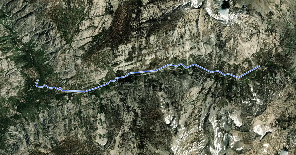 Маршрут Woods Creek Trail на спутниковом снимке