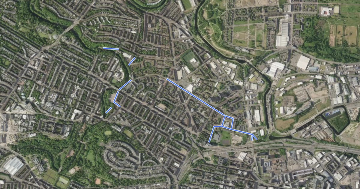 Маршрут Woodside Cycle Routes на спутниковом снимке