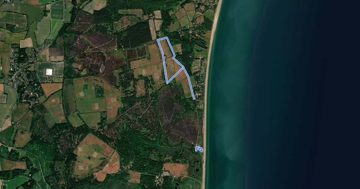 Маршрут Woof Walk, Dunwich Heath на спутниковом снимке
