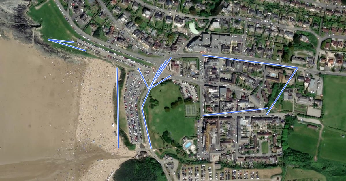 Маршрут Woolacombe Community Trail на спутниковом снимке
