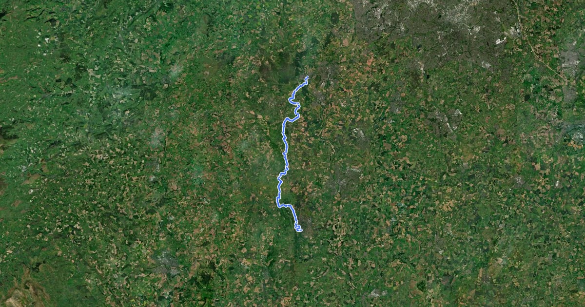 Маршрут Worcestershire Way на спутниковом снимке