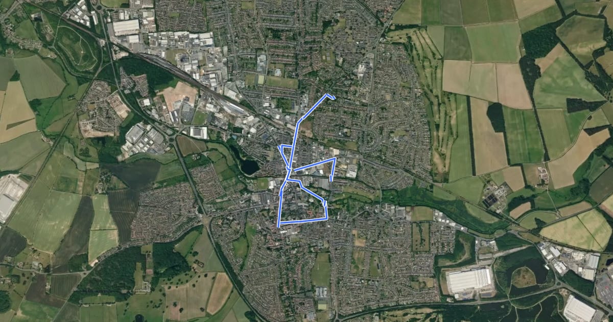 Маршрут Worksop Walk, Mr Straw's House на спутниковом снимке