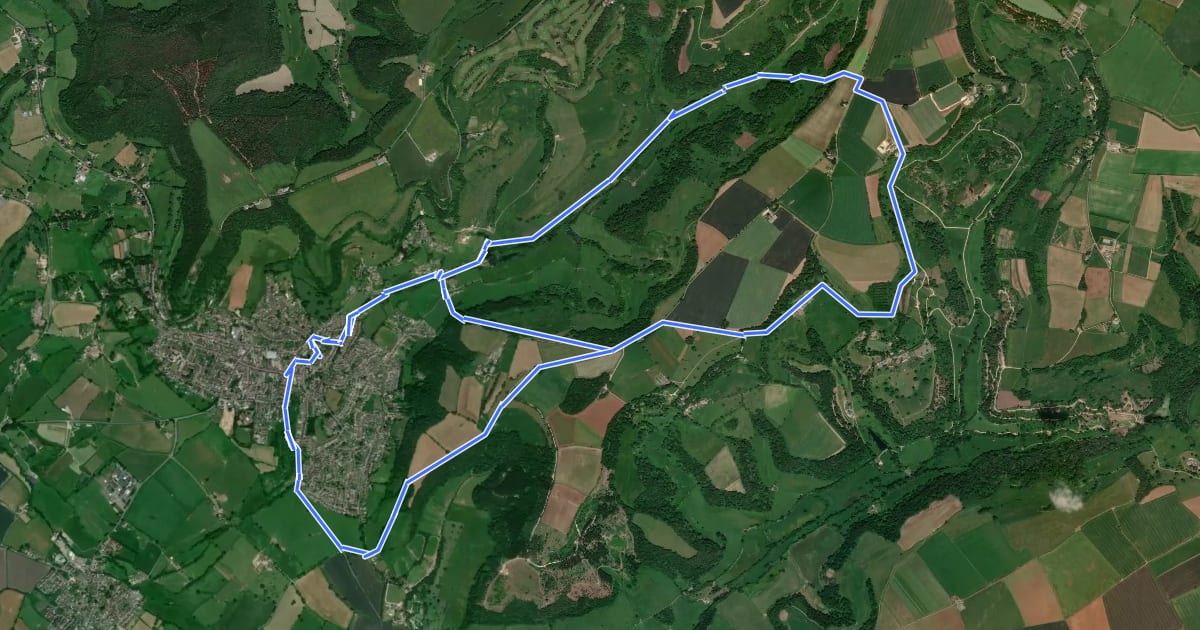 Маршрут Wotton-under-Edge Cotswold Gateway Route 1 на спутниковом снимке