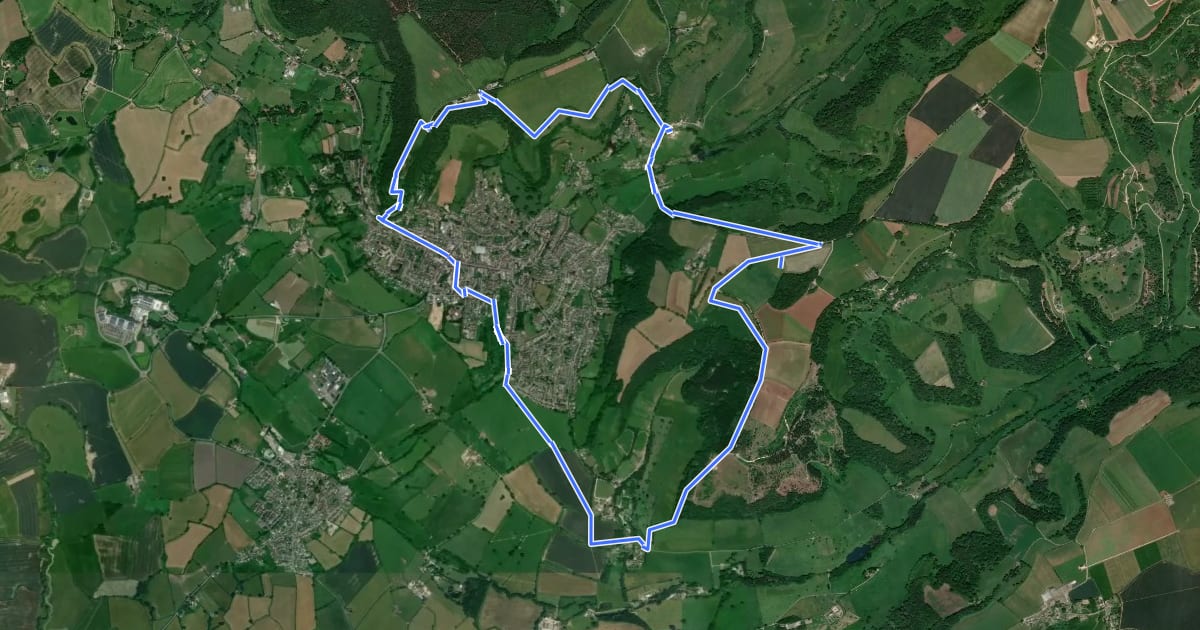 Маршрут Wotton-under-Edge Cotswold Gateway Route 3 на спутниковом снимке