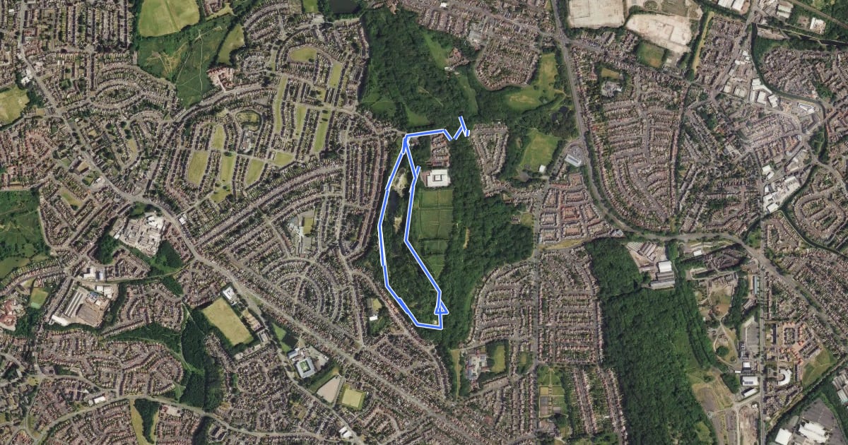 Маршрут Wren's Nest UNESCO Black Country Geopark Geotrail на спутниковом снимке