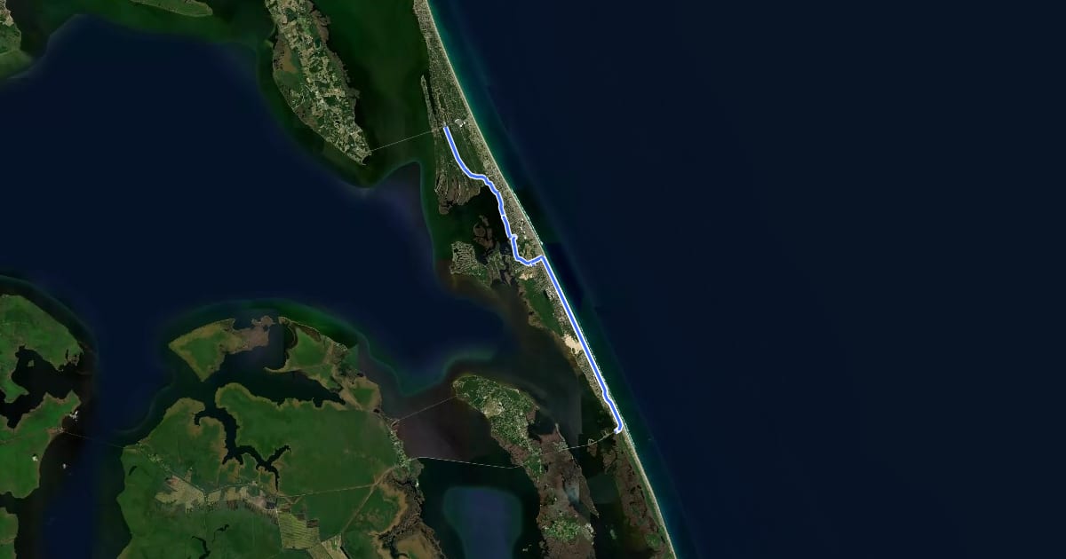 Маршрут Wright Brothers Bikeway на спутниковом снимке