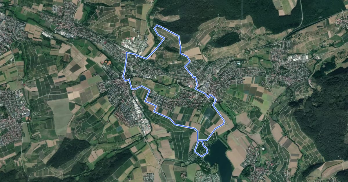 Маршрут WT23 - Wasser, Wald und Wein на спутниковом снимке