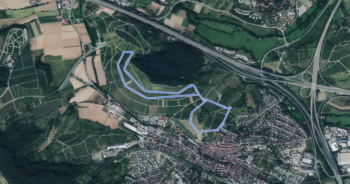 Маршрут WT7 Wein- und Rosenrundweg Weinsberg на спутниковом снимке