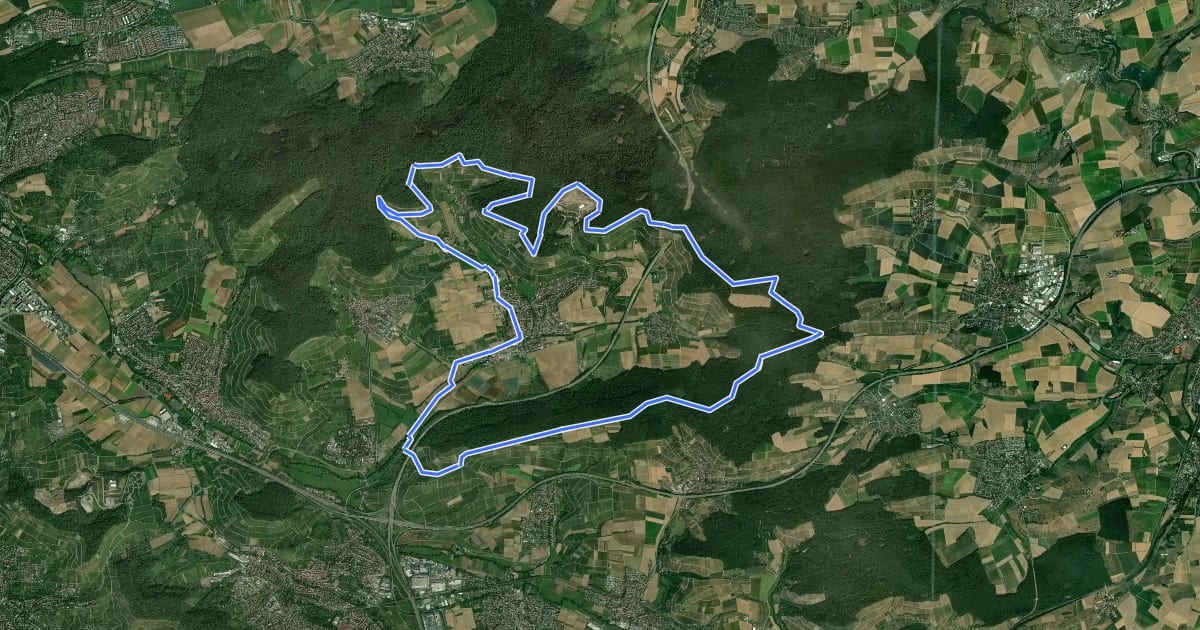 Маршрут WT9 Panoramaweg Eberstadt на спутниковом снимке