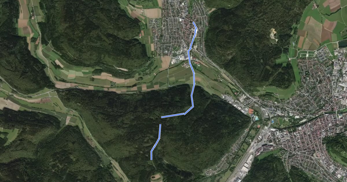 Маршрут Wurmlingen - Mühlstein на спутниковом снимке