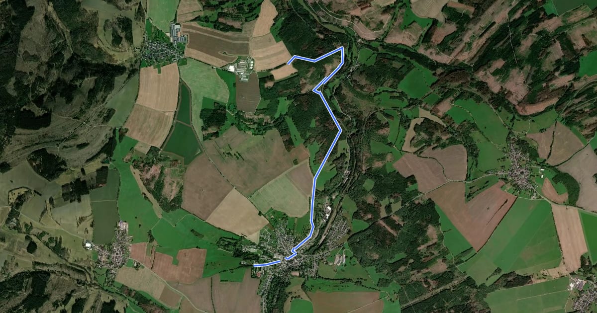 Маршрут Wurzbach: Rundwanderweg grünes Dreieck на спутниковом снимке