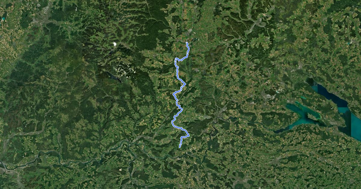 Маршрут Wutach-Pilgerweg на спутниковом снимке