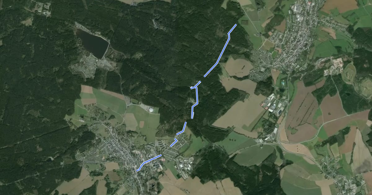 Маршрут Ww Ab Fernwanderweg Eisenach-Budapest nach Geyer на спутниковом снимке