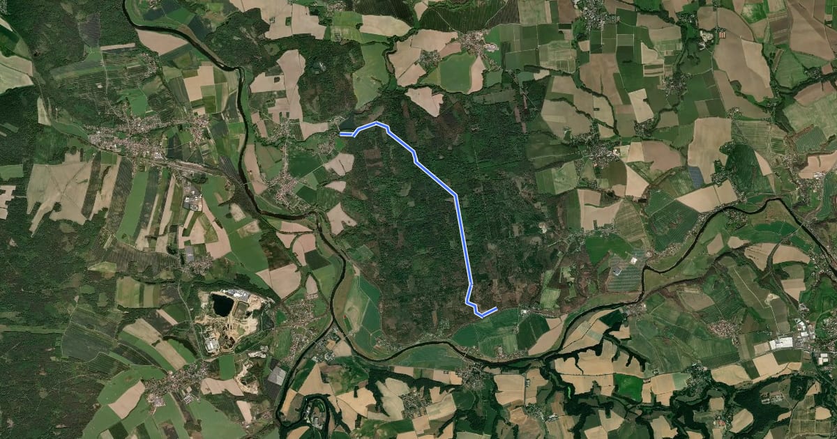 Маршрут Ww durch den Thümmlitzwald (Teilstück des markierten Wanderweges) на спутниковом снимке
