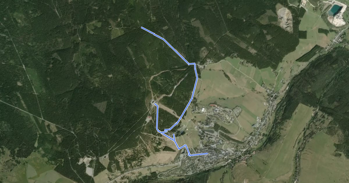Маршрут WW Gifthüttenberg-Waldeck-Fichtelberg-Oberwiesenthal на спутниковом снимке