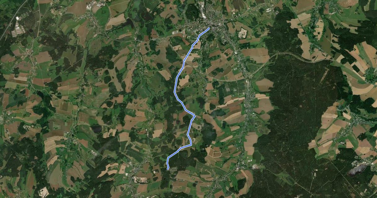 Маршрут Ww Kirchberg - Giegengrün - Obercrinitz на спутниковом снимке