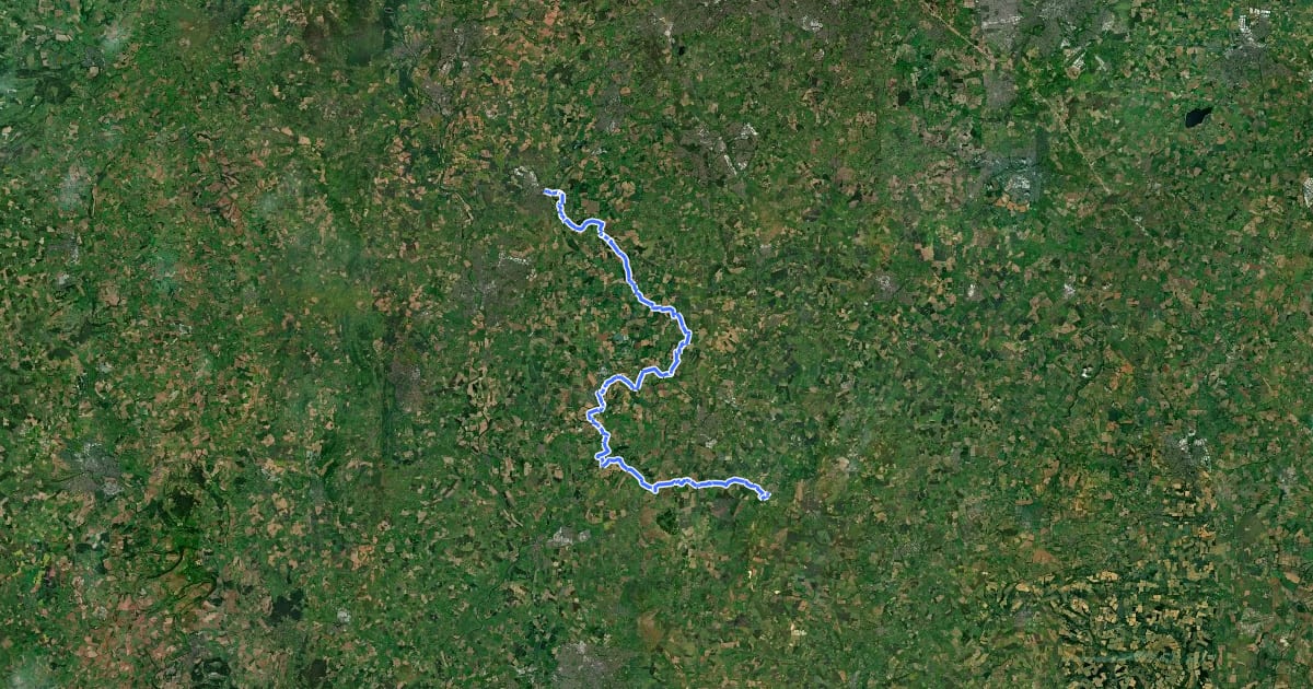Маршрут Wychavon Way на спутниковом снимке