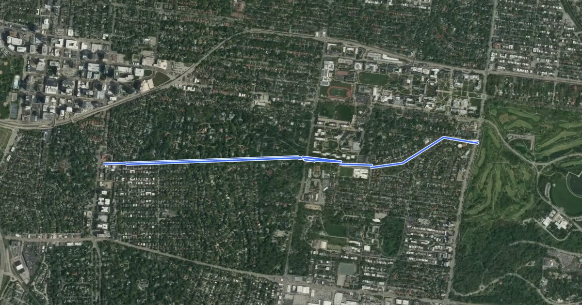 Маршрут Wydown Boulevard на спутниковом снимке