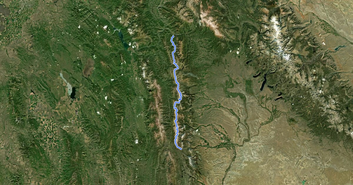 Маршрут Wyoming Range National Recreation Trail на спутниковом снимке