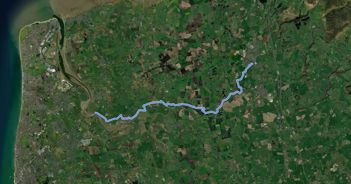 Маршрут Wyre Way (Shard Bridge to Garstang) на спутниковом снимке