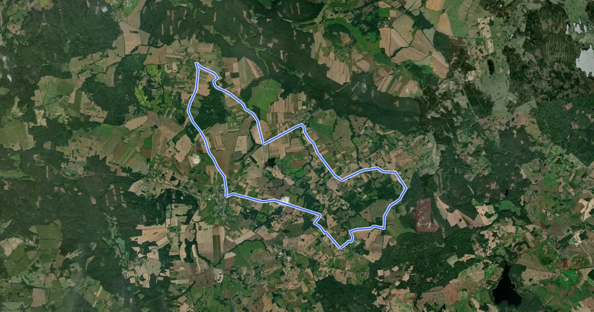 Маршрут Wzgórza Nad Parsętą (czerwony) на спутниковом снимке