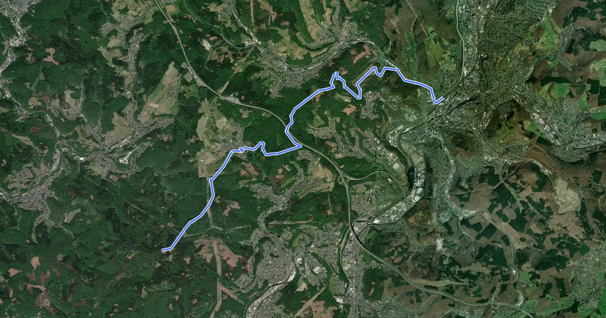 Маршрут X11 Lenne-Sieg-Weg [Siegen] на спутниковом снимке