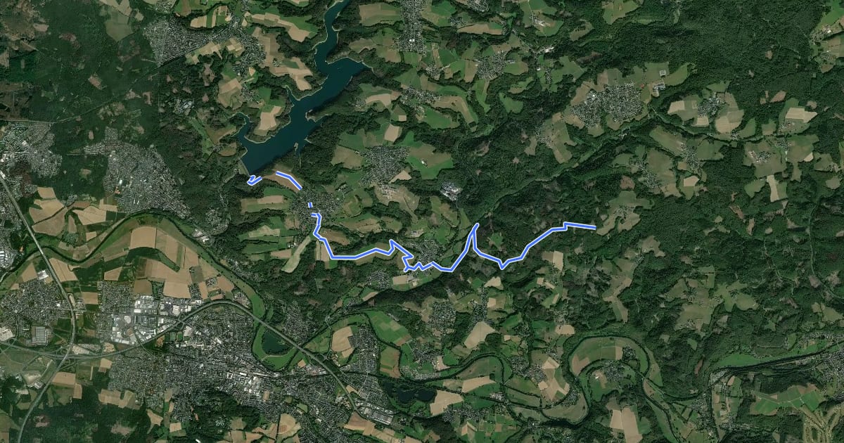 Маршрут X12 Richard-Schirrmann-Weg Hennef на спутниковом снимке