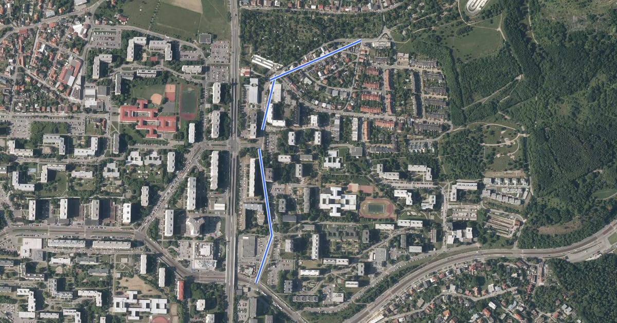 Маршрут X143 на спутниковом снимке