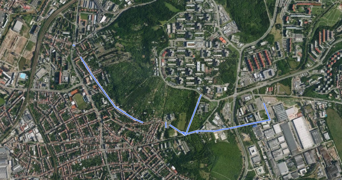 Маршрут X152 на спутниковом снимке