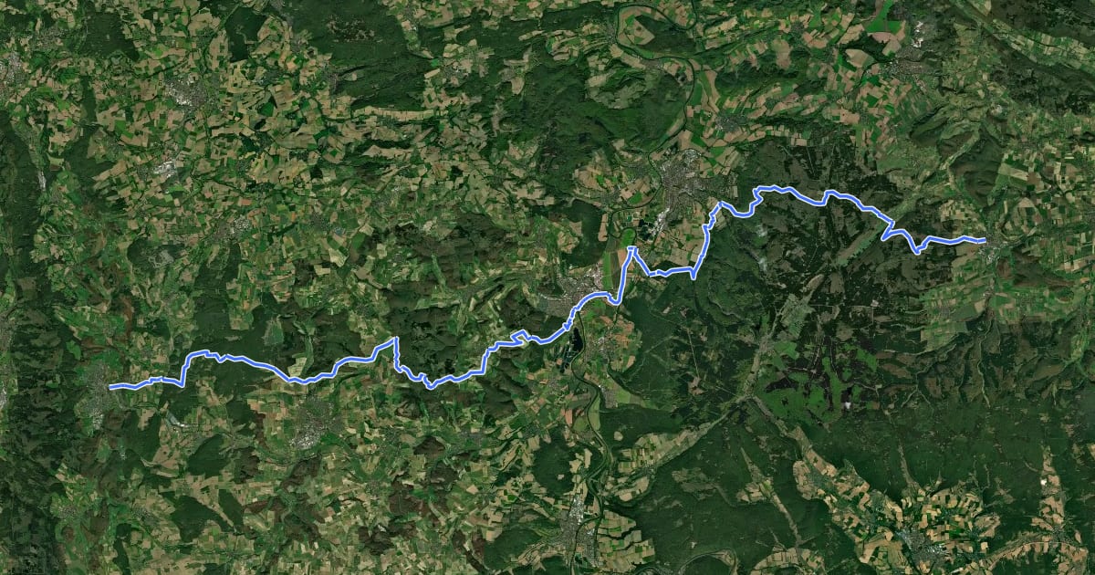 Маршрут X16 Egge-Weser-Weg на спутниковом снимке