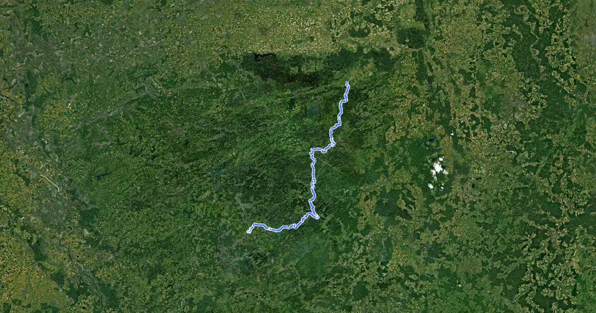 Маршрут X2 Rothaarweg на спутниковом снимке