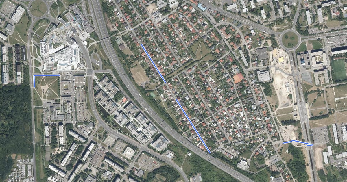 Маршрут X22 на спутниковом снимке
