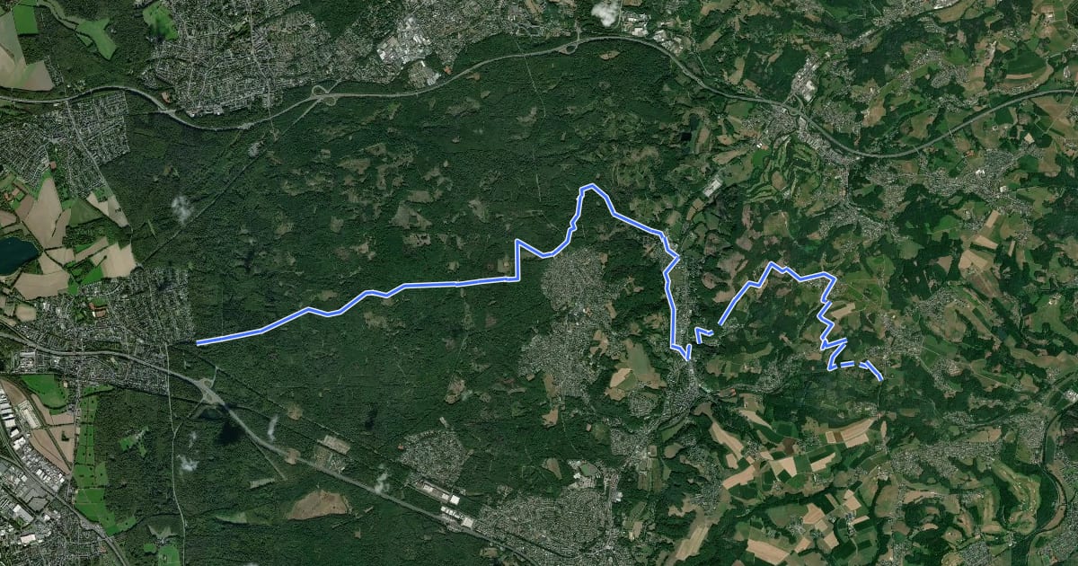 Маршрут X22 Kurkölner Weg [Rösrath] на спутниковом снимке