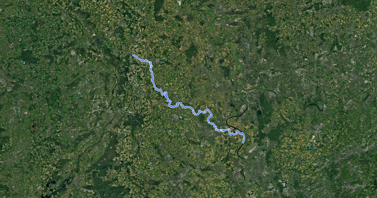 Маршрут X5 Rhein-Niers-Weg на спутниковом снимке