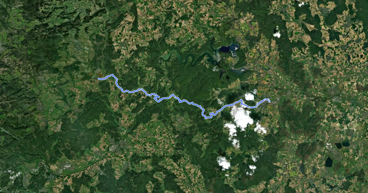 Маршрут X6 Robert-Kolb-Weg (Etappe Münden bis Bad Wildungen) на спутниковом снимке